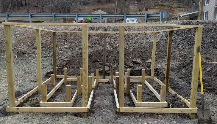 garden frame resting in a freshly excavated foundation